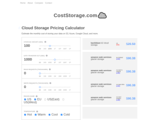 CostStorage.com: Cloud Storage Pricing Calculator