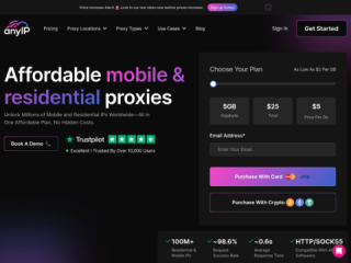 anyIP - Affordable Residential and Mobile Proxies