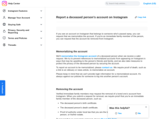 Instagram Account Memorialization and Removal Service