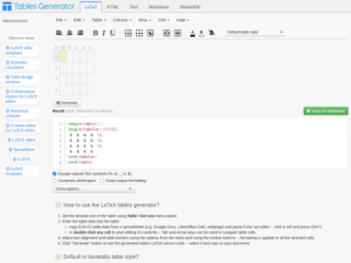 Tables Generator: Online Table Editor for LaTeX, HTML, Markdown