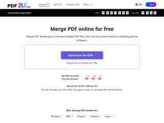 Merge PDF Online for Free with PDF2U.com